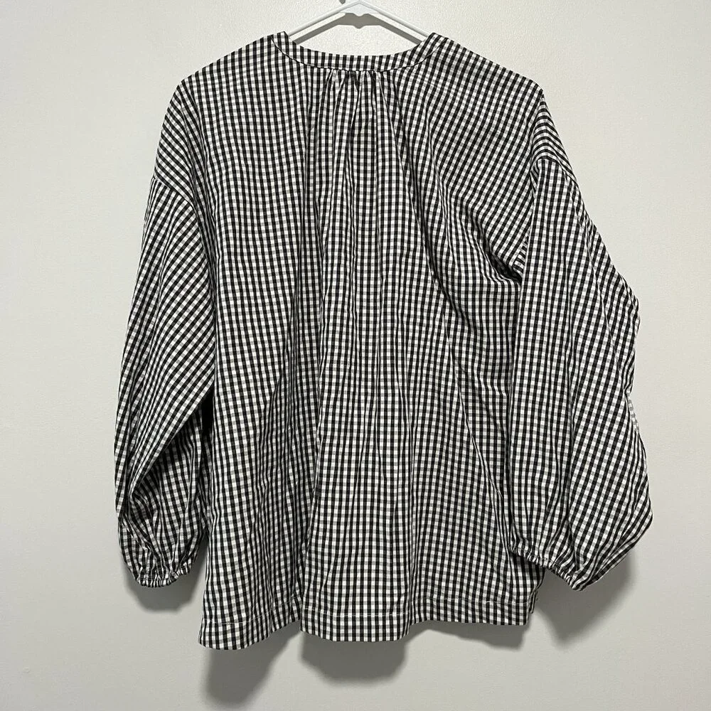 Pehr Black Gingham Women's Organic Cotton Blouse Size XS/S - Picture 6 of 9